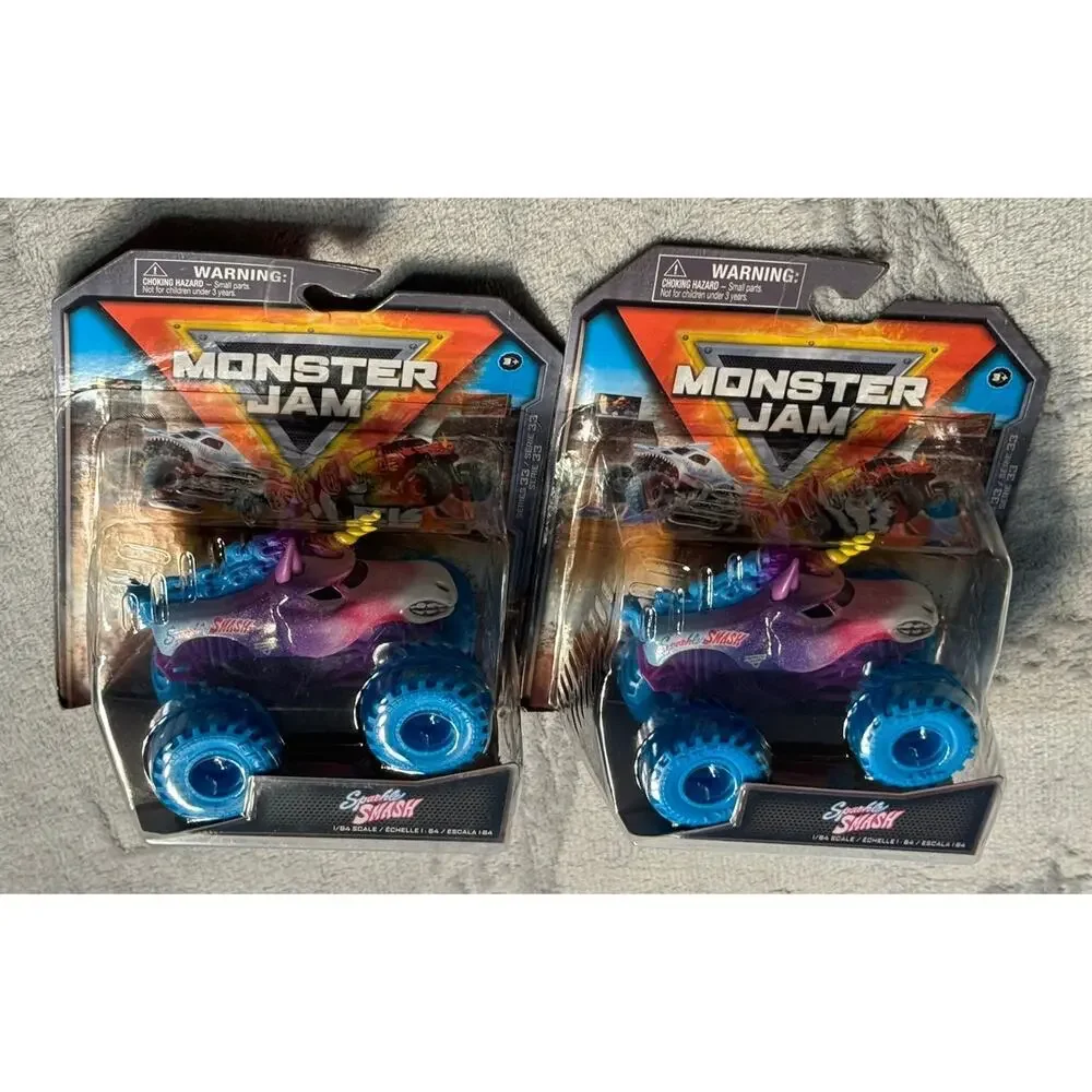 Lot 2x Monster Jam Sparkle Smash Series 33 Crazy Creatures 1:64 Truck NIB NIP￼￼